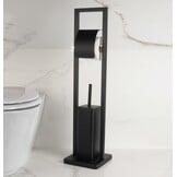 WC Rolhouder met Toiletborstel - Zwart Staal - 20x80cm - 33% Korting