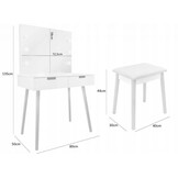 Kaptafel met Spiegel, Kruk & 6 LED-lampjes - Scandinavisch Design - 35% Korting