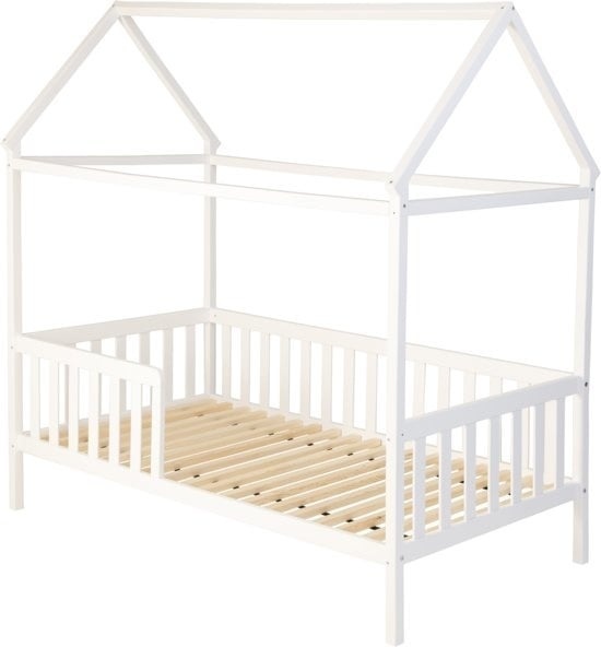 Huisbed Kinderbed 160x80cm Massief Hout met Valbeveiliging (35% Korting)