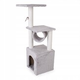 Grijze Krabpaal Kat 30x30x95cm met Speel- en Rustplek - 33% Korting