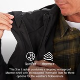 3-in-1 Waterdichte Jas met Polartec Fleece Zwart (L) - 35% Korting