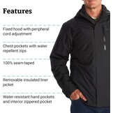 3-in-1 Waterdichte Jas met Polartec Fleece Zwart (L) - 35% Korting