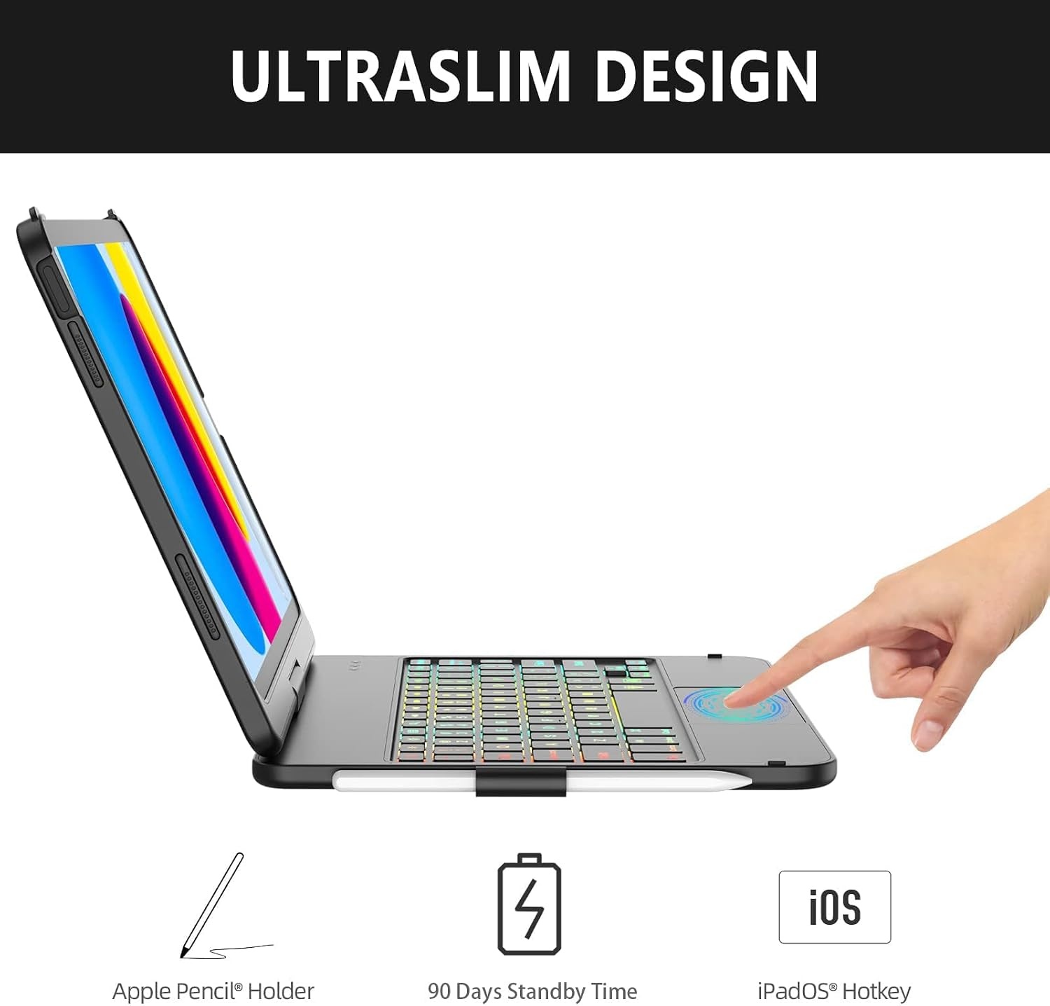 iPad 10e Gen Hoes met Toetsenbord & Trackpad - 77% Korting