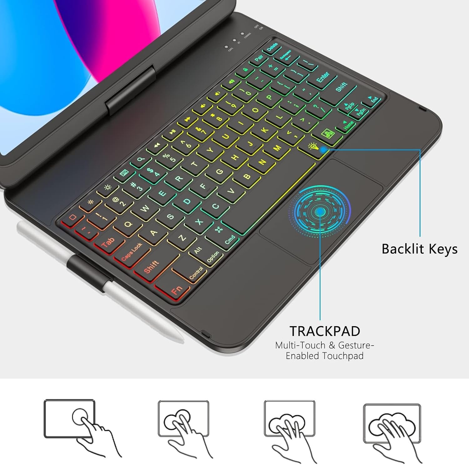 iPad 10e Gen Hoes met Toetsenbord & Trackpad - 77% Korting