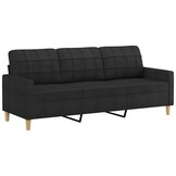 Driezitsbank 180 cm Stof Zwart - 35% Korting