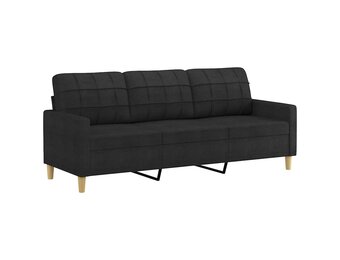 Driezitsbank 180 cm Stof Zwart - 35% Korting