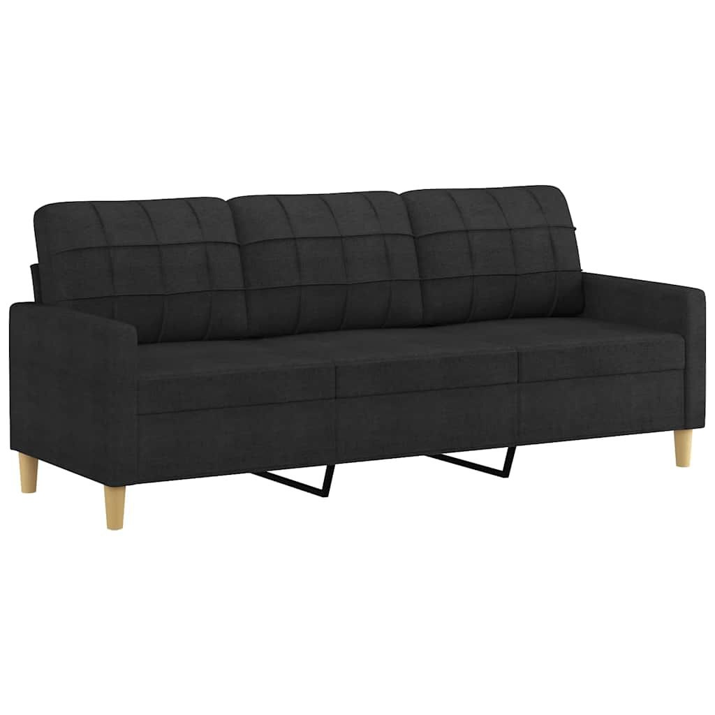 Driezitsbank 180 cm Stof Zwart - 35% Korting