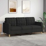 Driezitsbank 180 cm Stof Zwart - 35% Korting