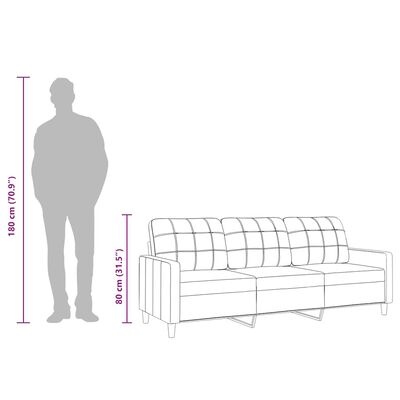 Driezitsbank 180 cm Stof Zwart - 35% Korting