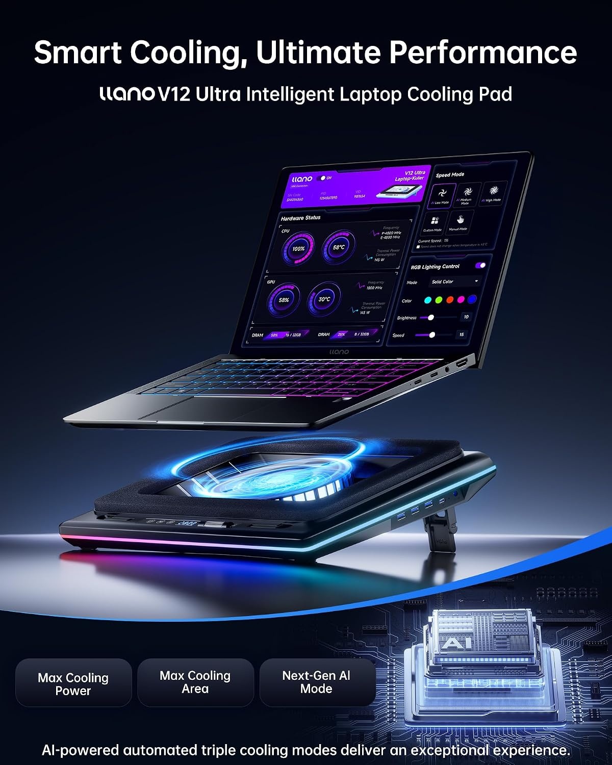 Laptop Koelpad V12 Ultra | Krachtige Ventilator | Zwart | 30% Korting