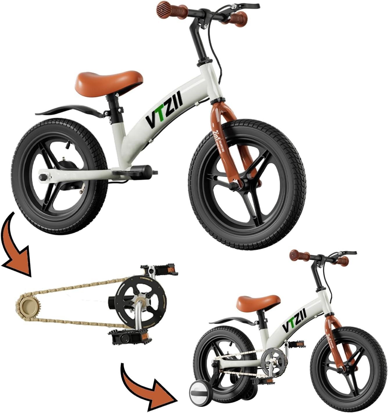 2-in-1 Loopfiets Kinderfiets 2-7 jaar | 14 inch | Met Rem & Pedaalset