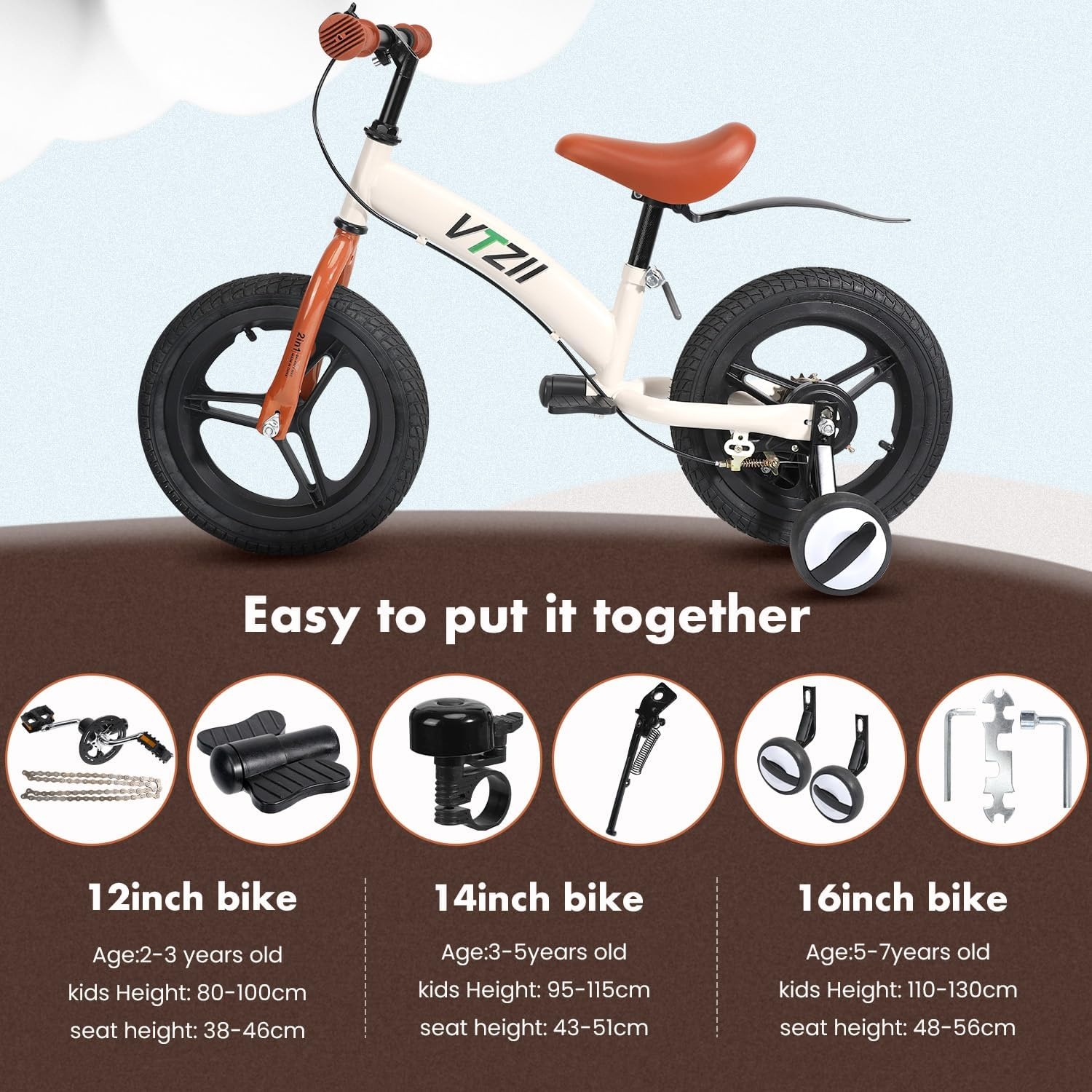 2-in-1 Loopfiets Kinderfiets 2-7 jaar | 14 inch | Met Rem & Pedaalset
