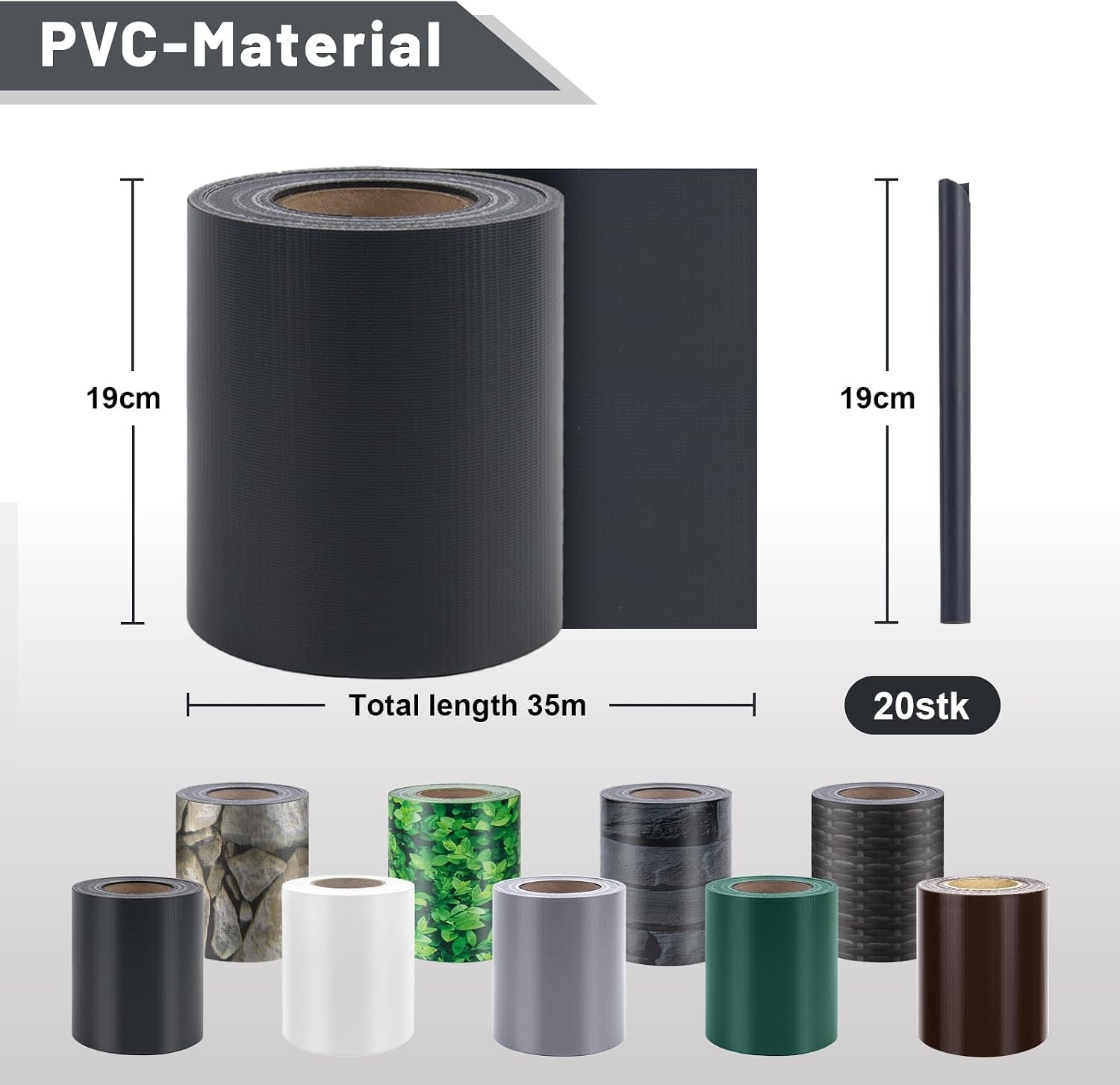 Inkijkwerende Omheining PVC Antraciet 35m x 19cm - 28% Korting!