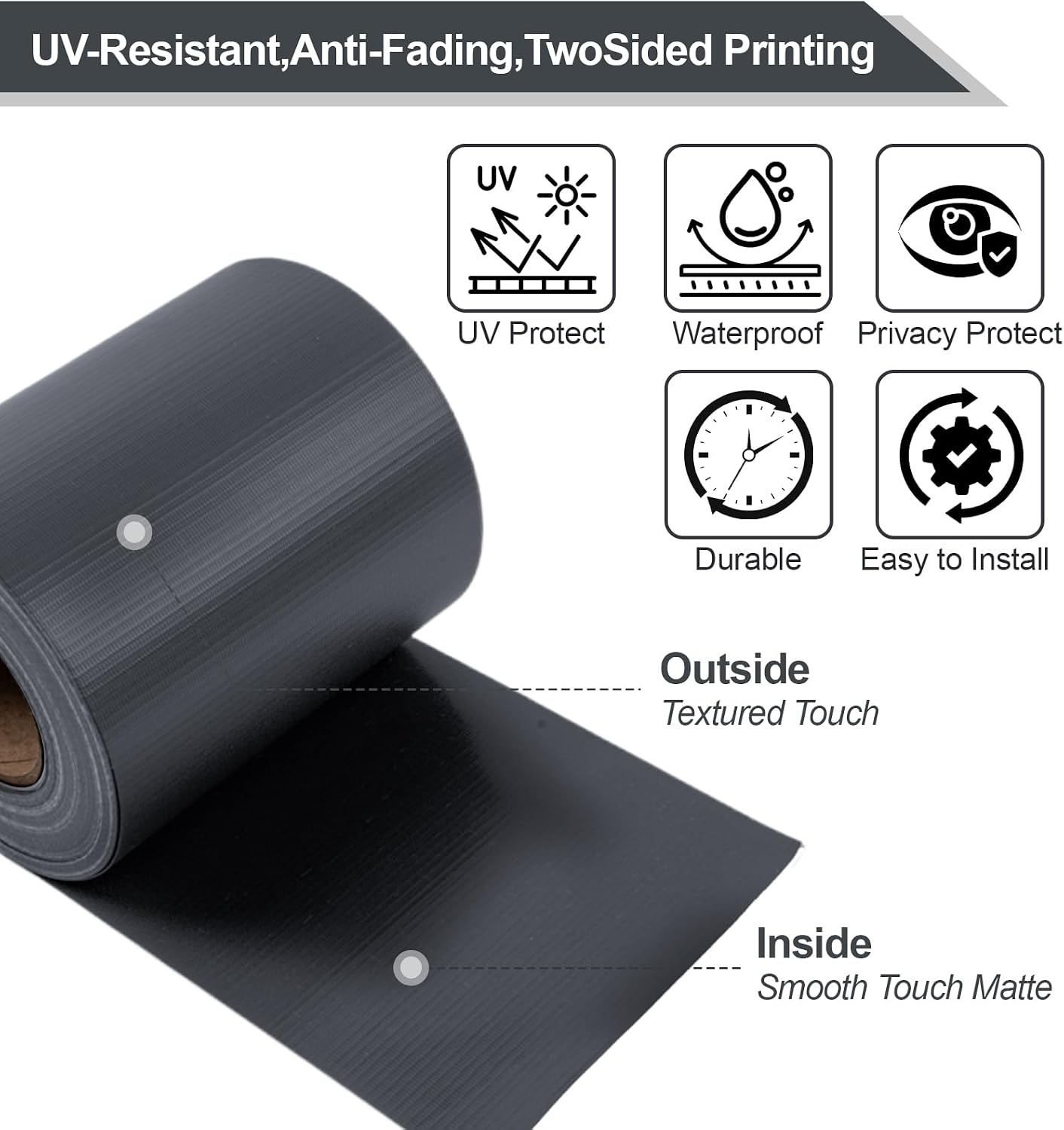 Inkijkwerende Omheining PVC Antraciet 35m x 19cm - 28% Korting!
