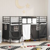Kinder Loftbed Zwart 90x190 cm met Gordijnen - 35% Korting!