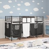 Kinder Loftbed Zwart 90x190 cm met Gordijnen - 35% Korting!