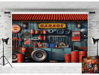 Kate Fotografie Achtergrond 2.2x1.5m - Monteur & Auto Reparatie Thema - 28% Korting!