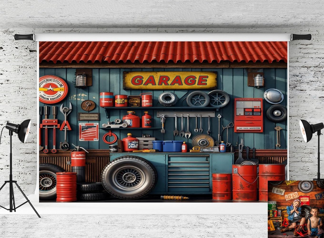 Kate Fotografie Achtergrond 2.2x1.5m - Monteur & Auto Reparatie Thema - 28% Korting!