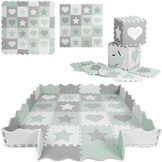Baby Speelmat Puzzel Grijs-Mint 150x150cm - 33% Korting!
