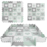 Baby Speelmat Puzzel Grijs-Mint 150x150cm - 33% Korting!