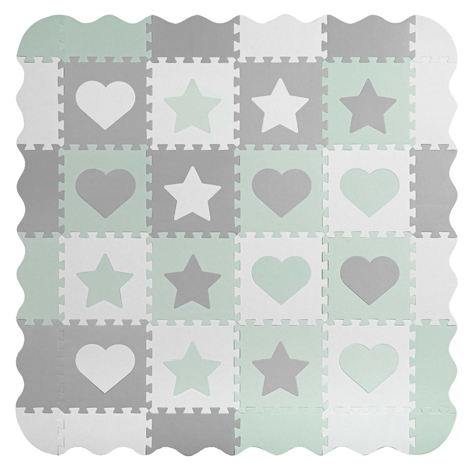 Baby Speelmat Puzzel Grijs-Mint 150x150cm - 33% Korting!