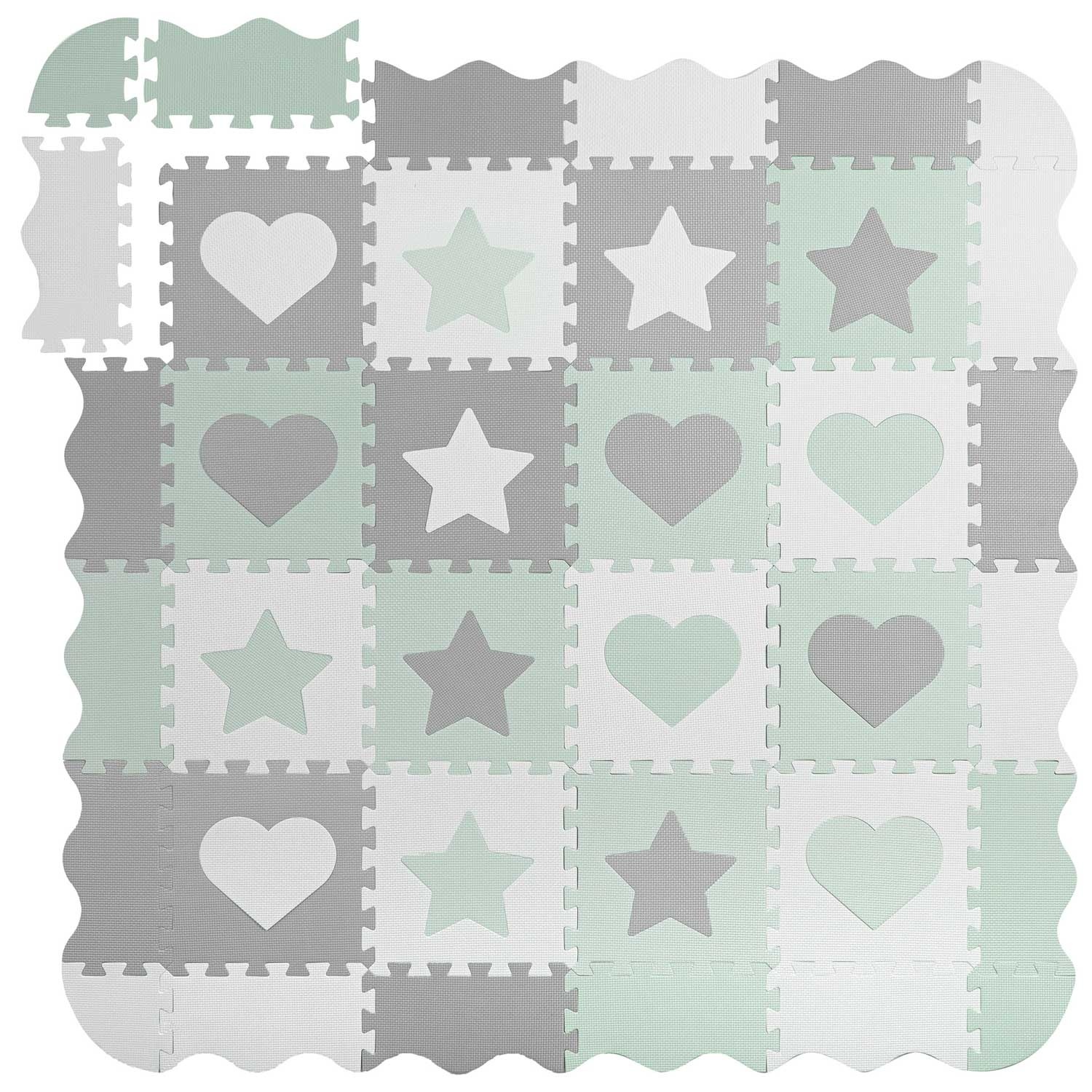 Baby Speelmat Puzzel Grijs-Mint 150x150cm - 33% Korting!