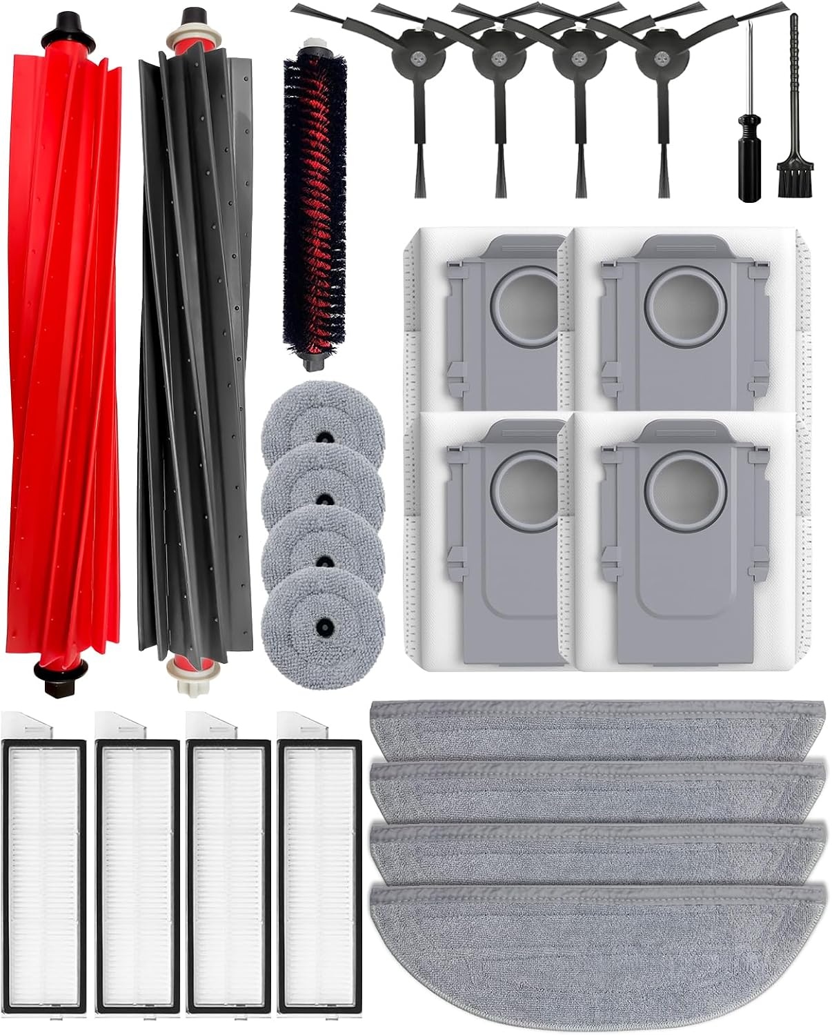 4-delige Accessoireset voor Roborock S8 MaxV Ultra - Filter, Borstels & Dweil