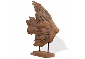 Teakhouten Vissenbeeld 40x12x57 cm - Uniek Decoratiestuk