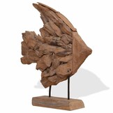Teakhouten Vissenbeeld 40x12x57 cm - Uniek Decoratiestuk