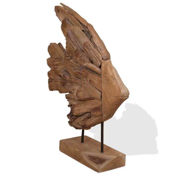 Teakhouten Vissenbeeld 40x12x57 cm - Uniek Decoratiestuk