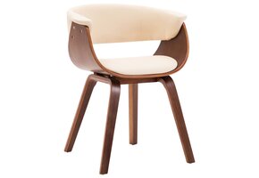 Eetkamerstoel Gebogen Hout & Kunstleer Crème - 41% Korting