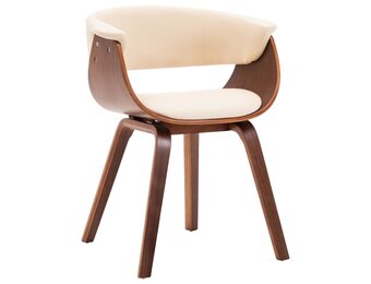 Eetkamerstoel Gebogen Hout & Kunstleer Crème - 35% Korting