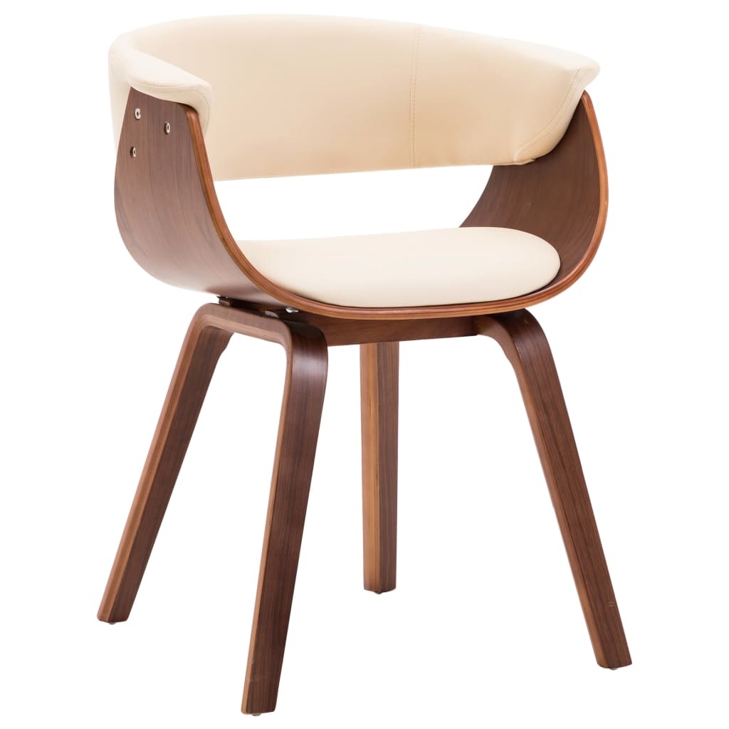 Eetkamerstoel Gebogen Hout & Kunstleer Crème - 35% Korting