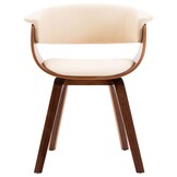 Eetkamerstoel Gebogen Hout & Kunstleer Crème - 35% Korting