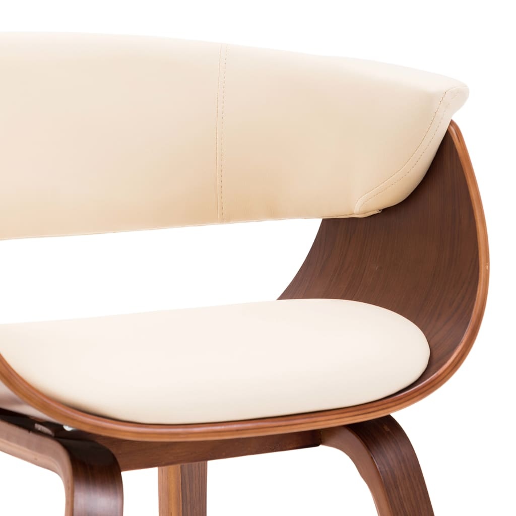 Eetkamerstoel Gebogen Hout & Kunstleer Crème - 35% Korting