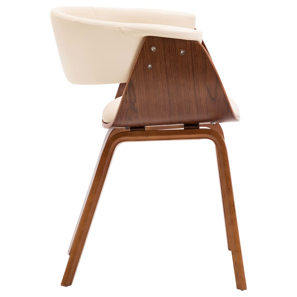 Eetkamerstoel Gebogen Hout & Kunstleer Crème - 35% Korting
