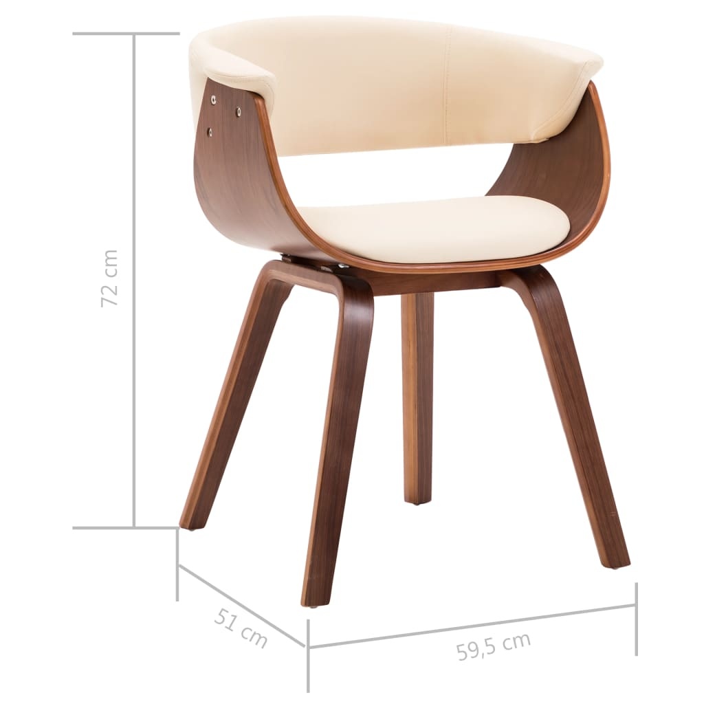 Eetkamerstoel Gebogen Hout & Kunstleer Crème - 35% Korting
