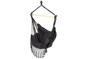 Zwarte Hangmat Hangstoel Braziliaans met Kussens - 33% Korting