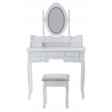 Kaptafel met Spiegel, Licht & Kruk - Wit - 35% Korting