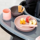 Kinder Tafelservies Set 4-delig Siliconen Roze/Aubergine - Bord, Kom, Beker, Lepel - BPA-vrij