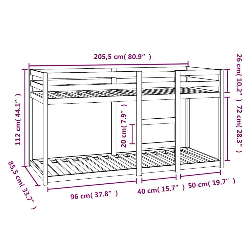 Stapelbed Grenenhout 80x200 cm - 35% Korting