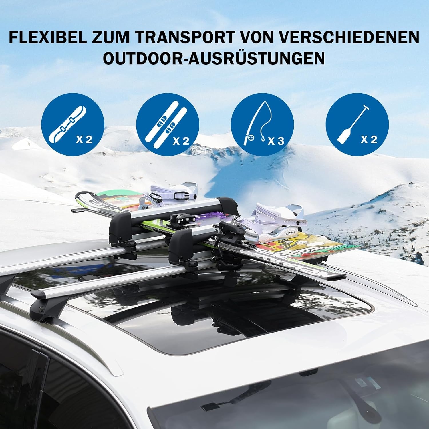 Ski- & Snowboarddrager Dak - Universeel, Zilver, 41cm (34% Korting!)
