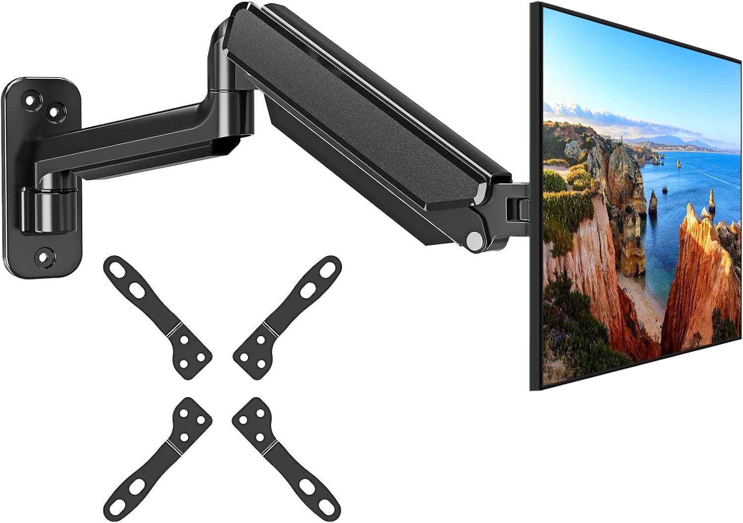 Monitor muurbeugel EV6023 voor schermen tot 35 inch met gasveer, VESA 75x75, 100x100, 100x200, 200x100, 200x200, 3-12 kg