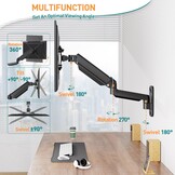 Monitor muurbeugel EV6023 voor schermen tot 35 inch met gasveer, VESA 75x75, 100x100, 100x200, 200x100, 200x200, 3-12 kg