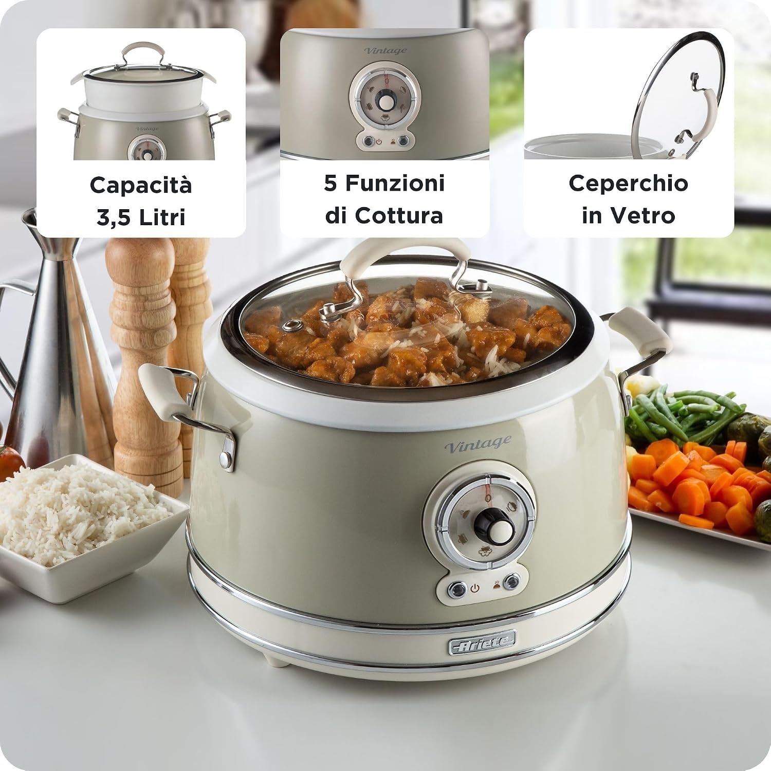 Rijstkoker 3,5L Beige 700W - Perfecte Rijst & Sushi met Korting!