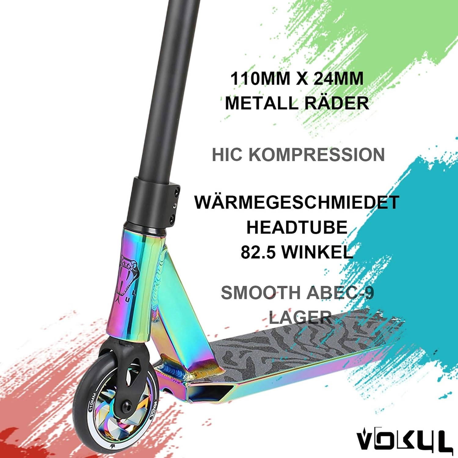 VOKUL Pro Scooter K1 Stuntstep voor kinderen van 7 jaar ouder, tieners en volwassenen, stuntstep met wielen van 110 mm