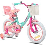 JOYSTAR Eenhoorn-fiets 12/14/16/18 inch voor meisjes van 2 tot 9 jaar, kinderfiets met polszitje en steunwielen en mand