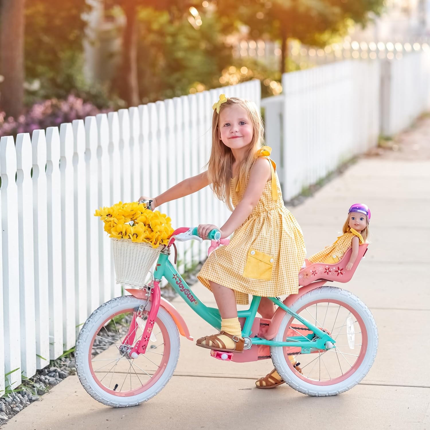 JOYSTAR Eenhoorn-fiets 12/14/16/18 inch voor meisjes van 2 tot 9 jaar, kinderfiets met polszitje en steunwielen en mand