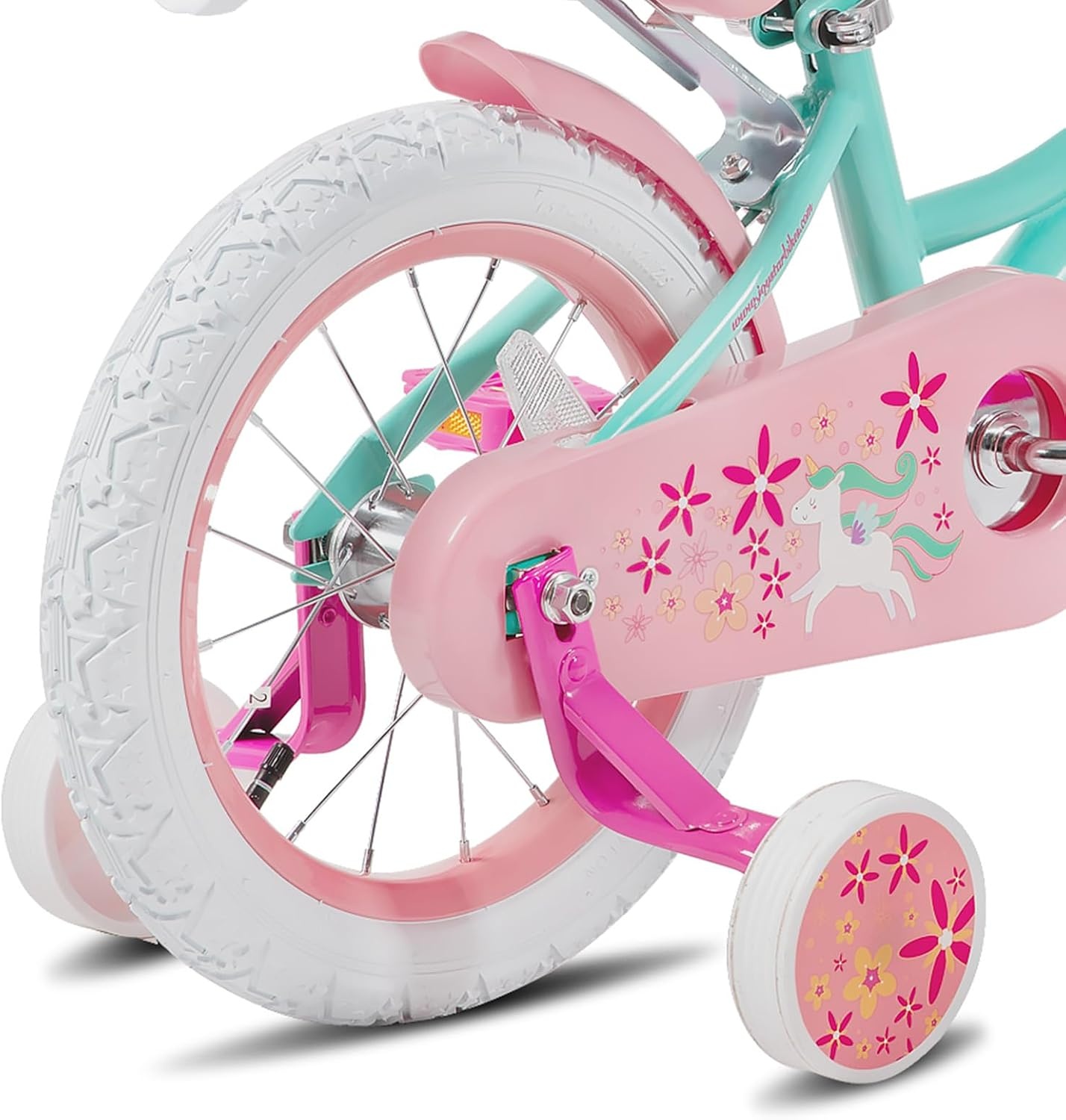 JOYSTAR Eenhoorn-fiets 12/14/16/18 inch voor meisjes van 2 tot 9 jaar, kinderfiets met polszitje en steunwielen en mand