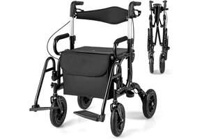 2-in-1 Rolstoel & Rollator Zwart - 35% Korting